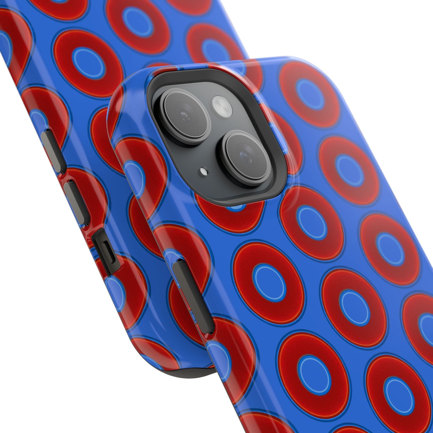 Magnetic Tough Donut Case - red vivid donut print w/medium royal blue background