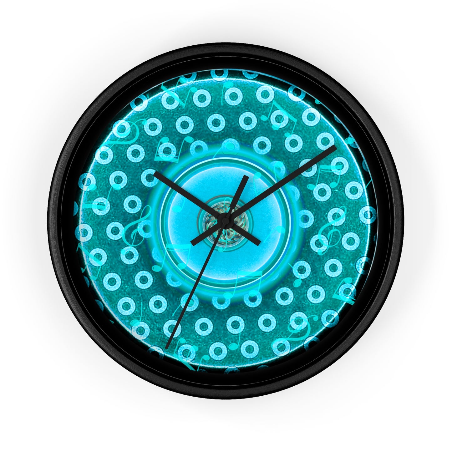 Lumpy Wall Clock - "Paradise Donut" - deal/dark teal weathered paradoxical donut w/black background