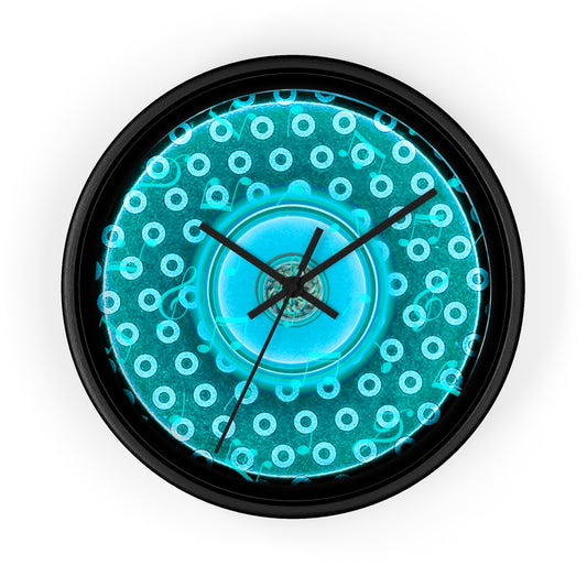 Lumpy Wall Clock - "Paradise Donut" - deal/dark teal weathered paradoxical donut w/black background