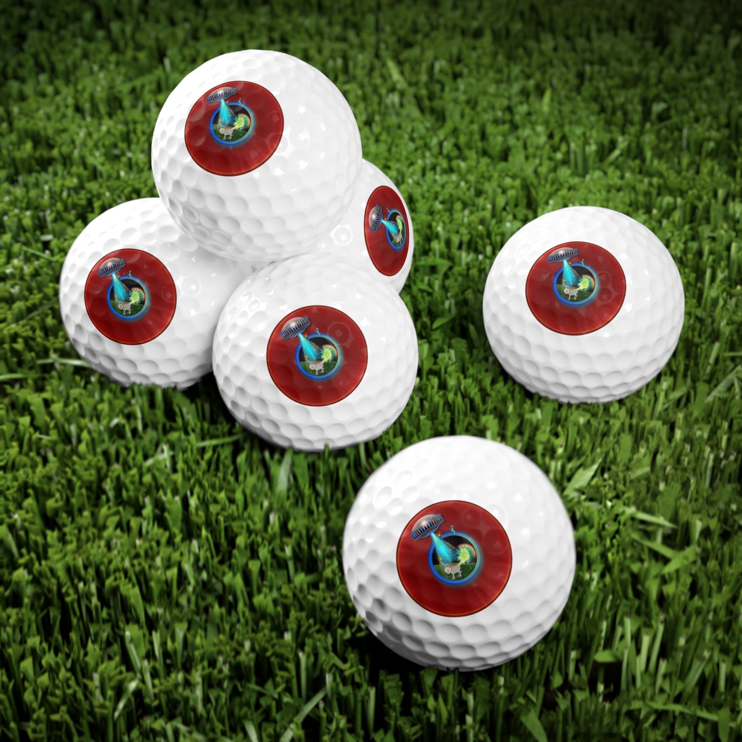 Lumpy Donut Golf Balls - 6-pack - "Scent of Your [Golf] Balls" - red vivid donut