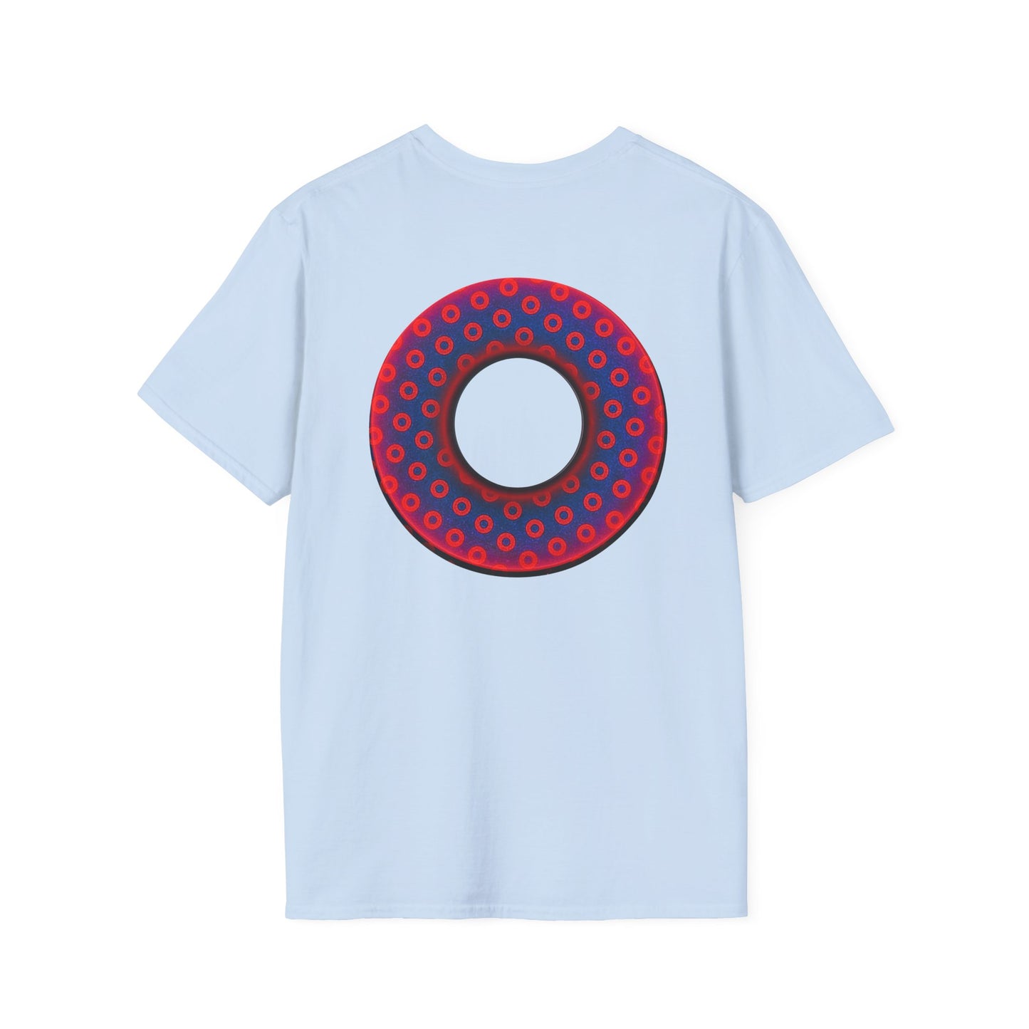 Classic Donut Tee - Unisex Soft-Style - "Vivid Donut inside a Paradox Donut" - blue/red electric paradox donut - variant 2 w/hole