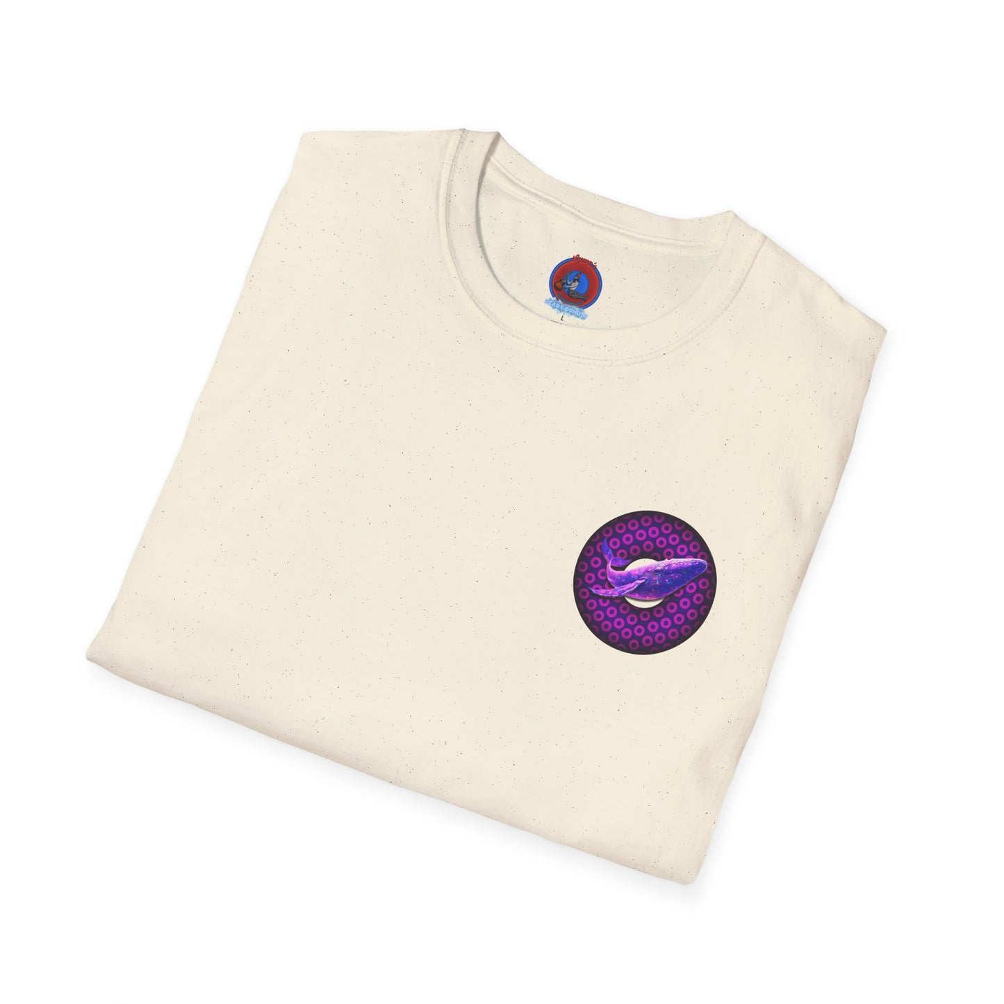 Classic Donut Tee - Unisex Soft-Style - "A Purple Humpback Whale of a Good Time" - variant 1 - purple paradoxical donut