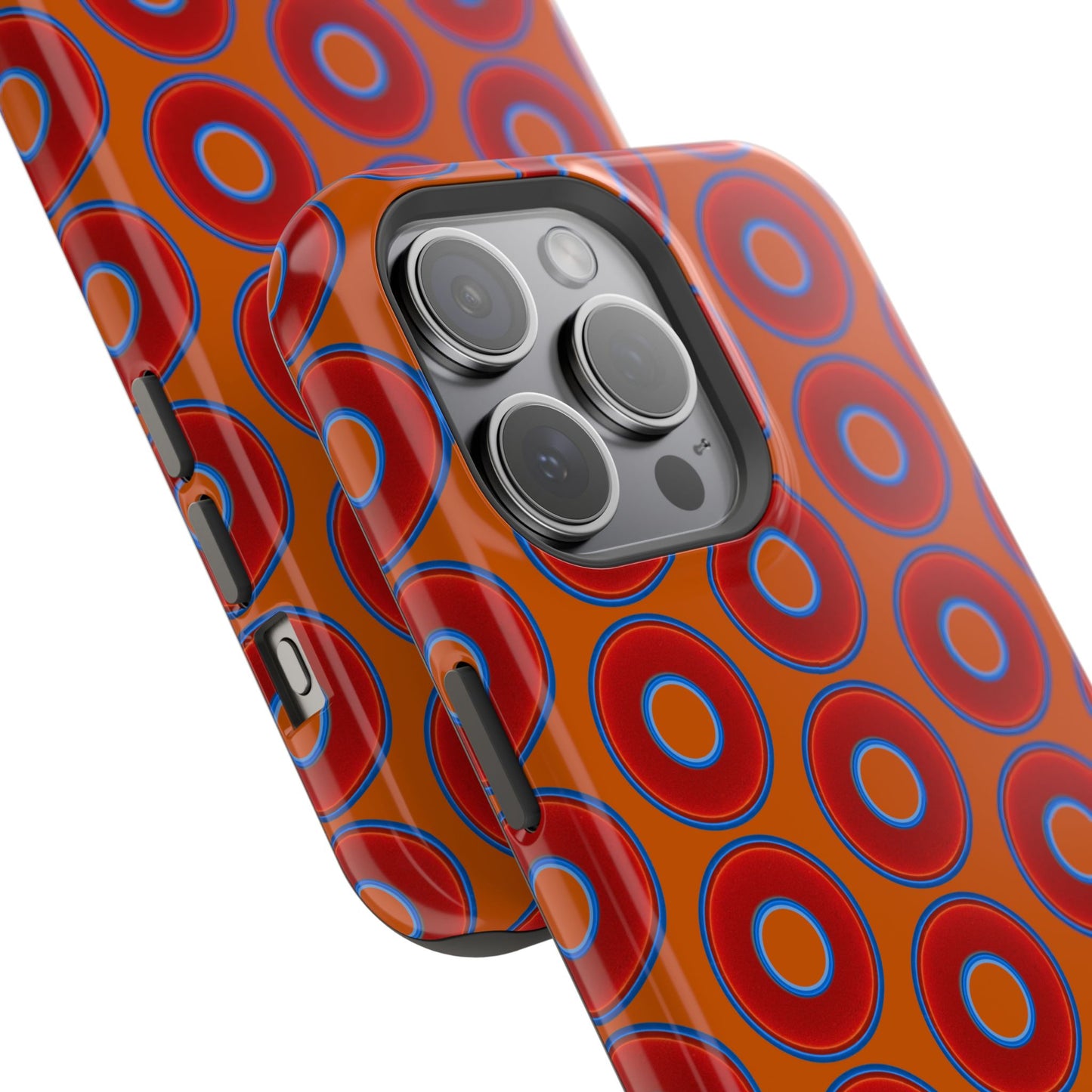 Magnetic Tough Donut Case - red vivid donut print w/dark orange background