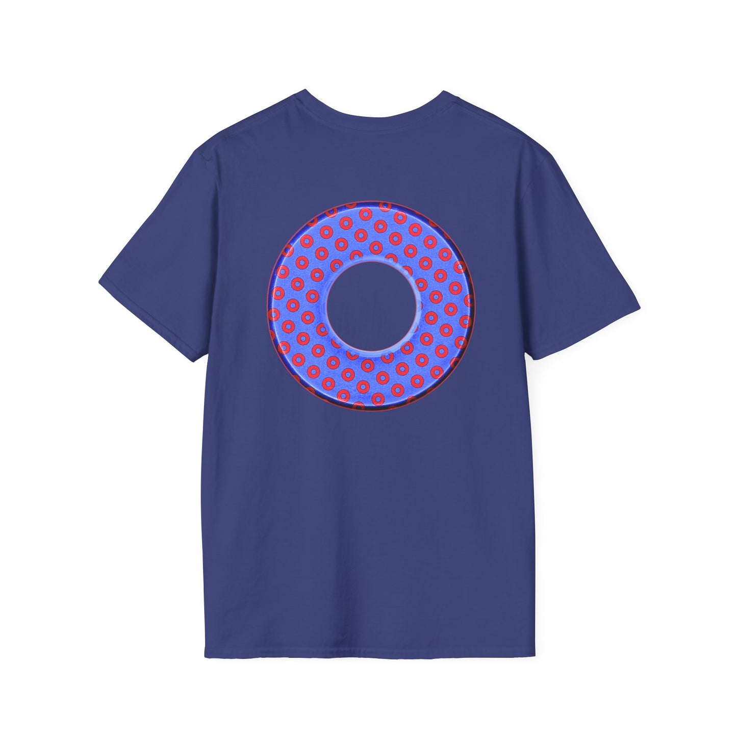 Plain Donuts/Unisex Soft-Style - "Plain Electric Paradoxical Donuts" - bright royal blue/red coral donuts