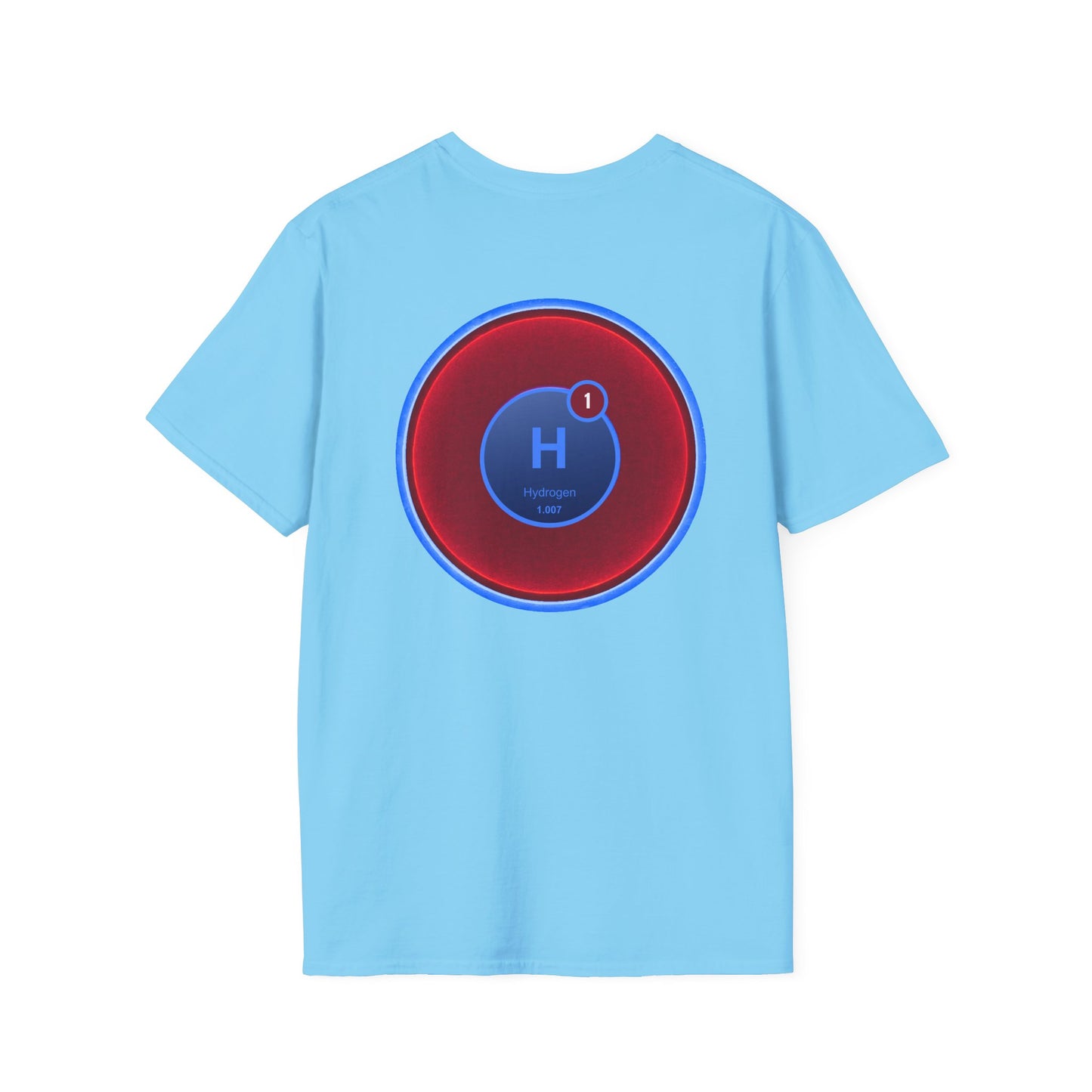 Classic Donut Tee - Unisex Soft-Style - "I am 10% Hydrogen Tee" - vivid red/light blue donut