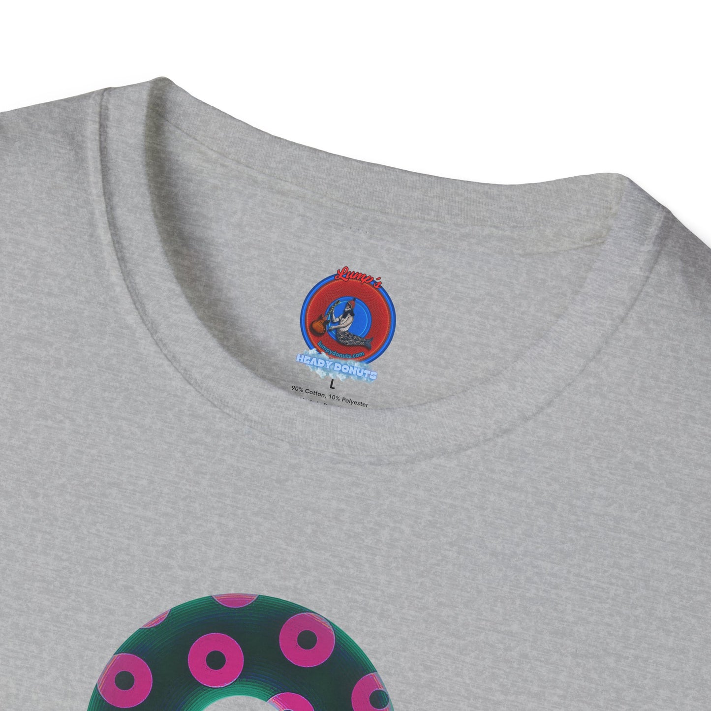 Plain Donuts/Unisex Soft-Style - "Plain Blimpy Paradoxical Donuts" - dark green/magenta donuts