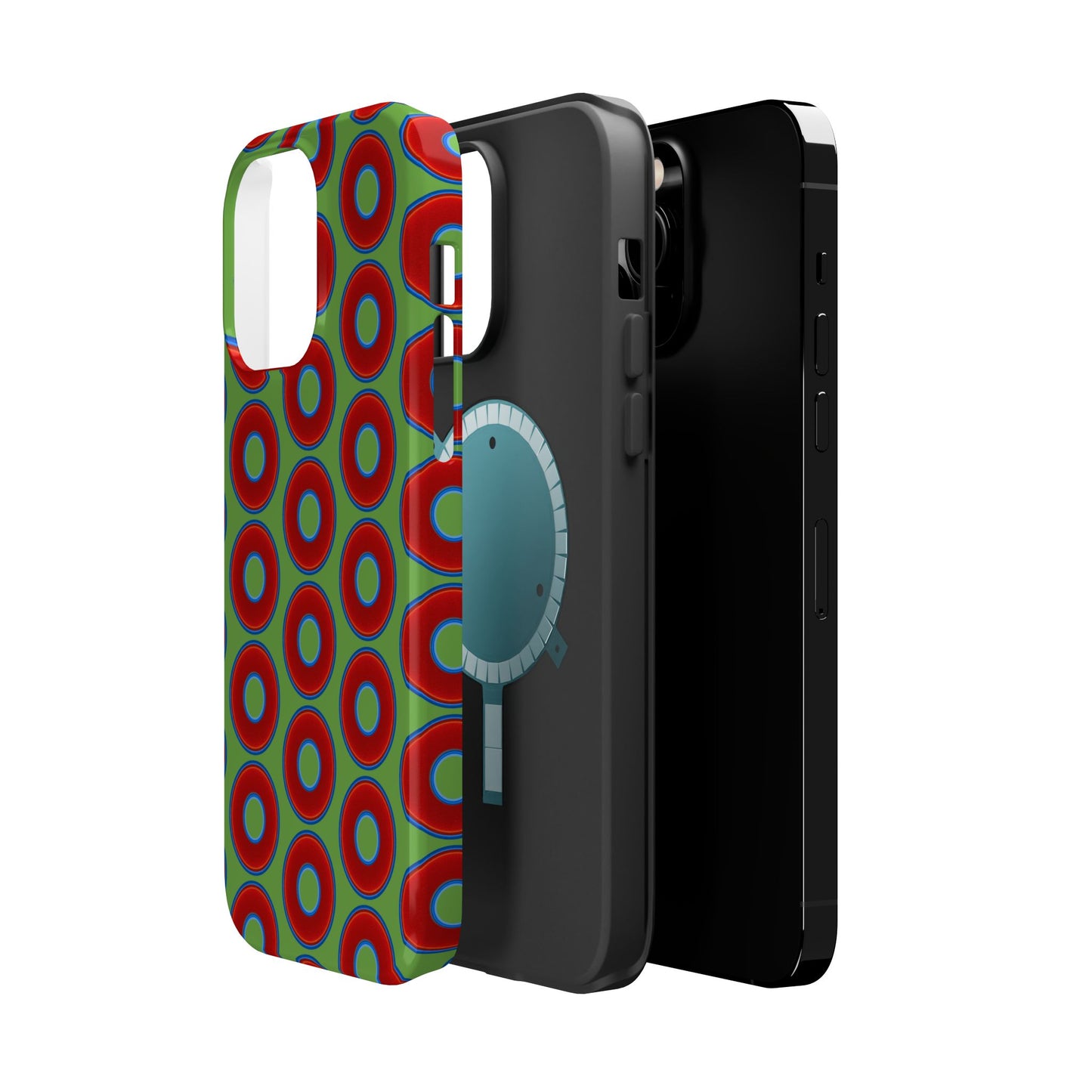 Magnetic Tough Donut Case - red vivid donut print w/light green background