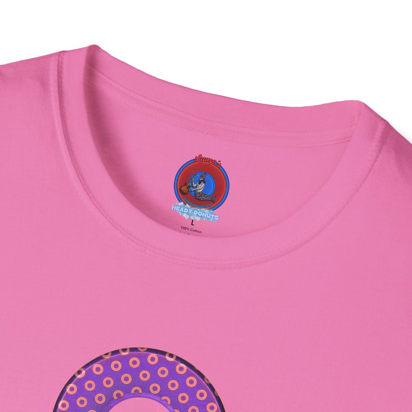 Plain Donuts/Unisex Soft-Style - "Plain Electric Paradoxical Donuts" - light purple/coral donuts