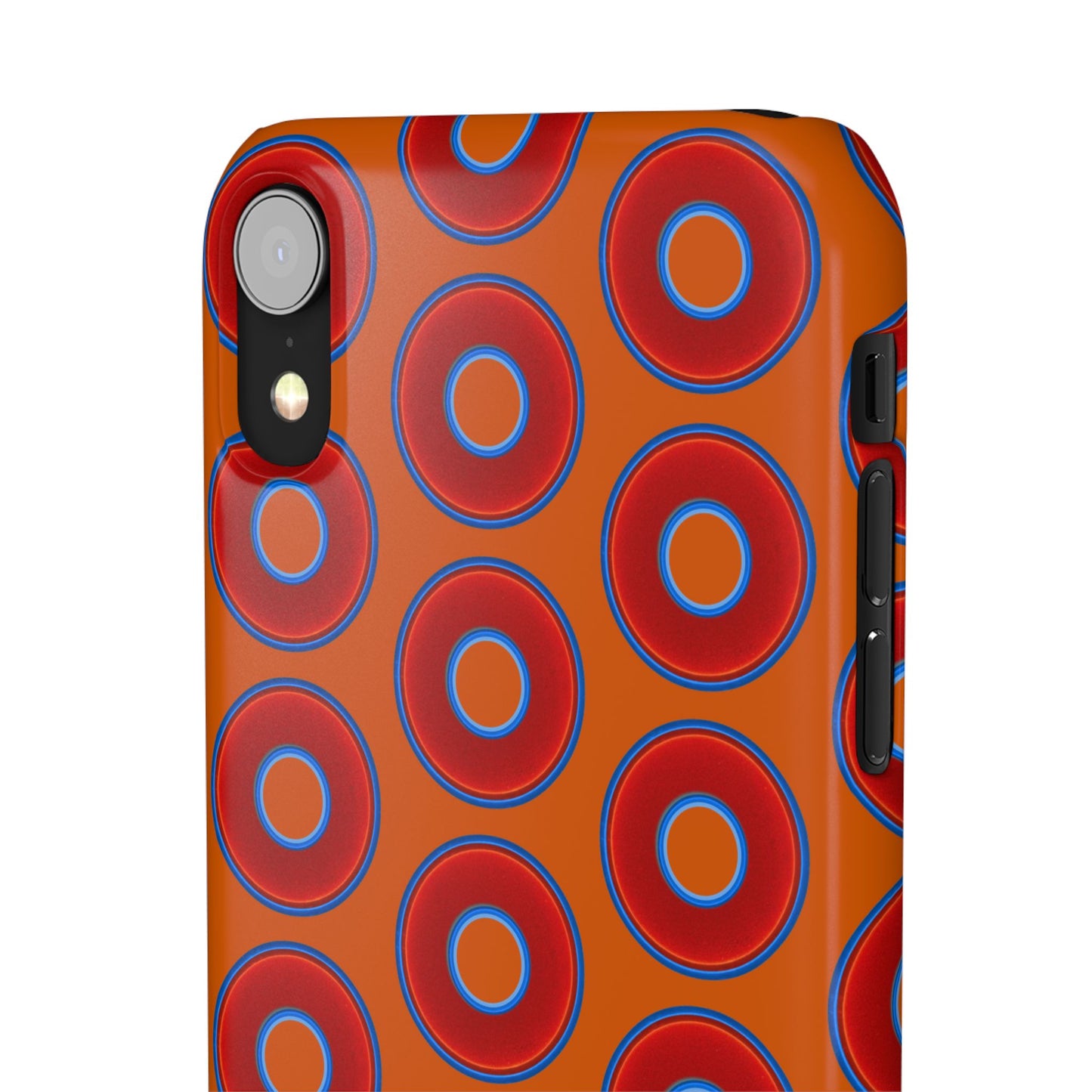 Lumpy Donut Snap Case - red vivid donut print w/dark orange background