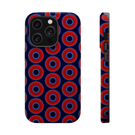 Magnetic Tough Donut Case - red vivid donut print w/midnight blue background