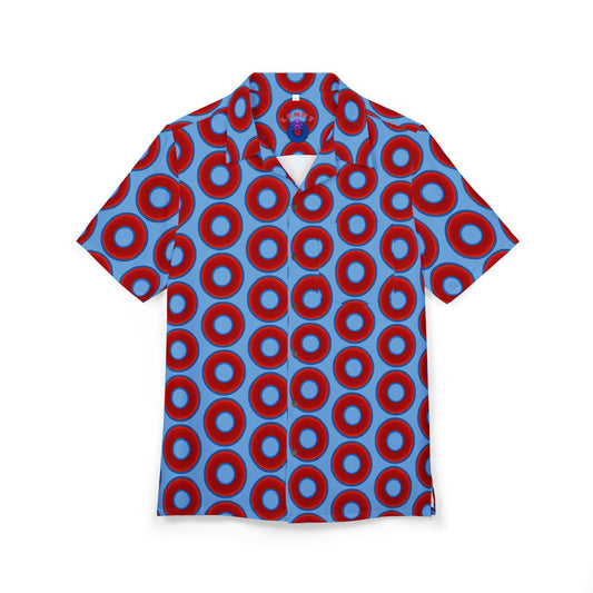Wilson's 'Epic Hawaiian-Punch' Shirt - vivid red donut print w/light blue background [unisex]