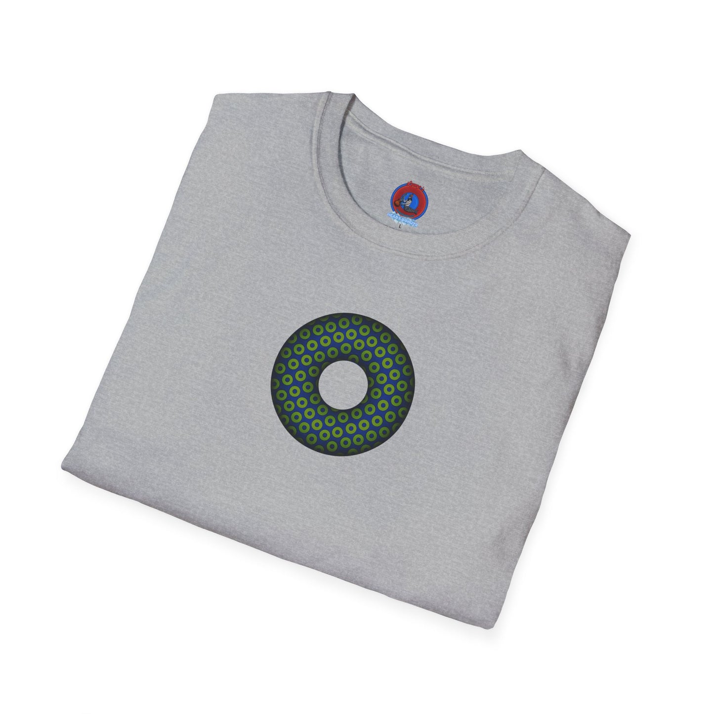 Plain Donuts/Unisex Soft-Style - "Plain Paradoxical Grided Donuts" - lime/dark blue donuts