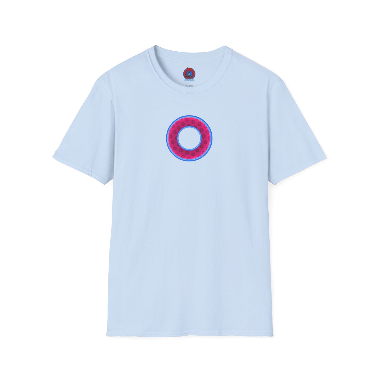 Plain Donuts/Unisex Soft-Style - "Plain Wide Mouthed Paradoxical Donuts" - bright magenta/light blue royal blue donuts