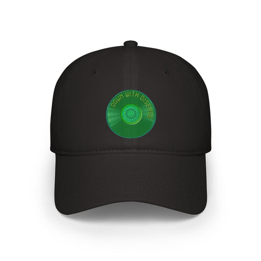 Lumpy Donut Baseball Cap - "Down with this Baseball Cap" - vivid green record donut w/
