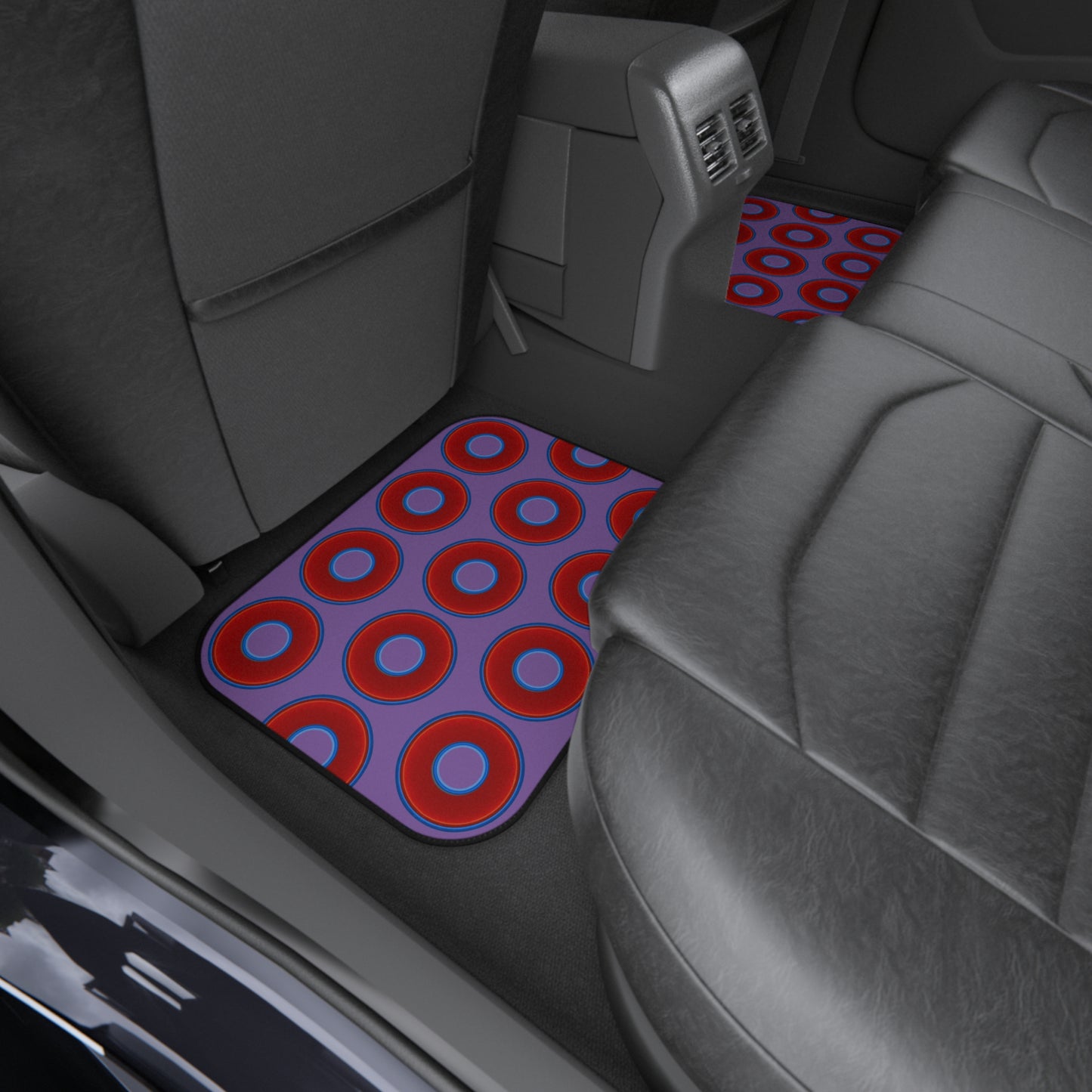 Contacted Car Mats - vivid donut print w/light purple background
