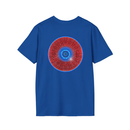 Classic Donut Tee - Unisex Soft-Style - "Graphic Translation Tee Shirt" - vivid red/blue tube donut - variant 2
