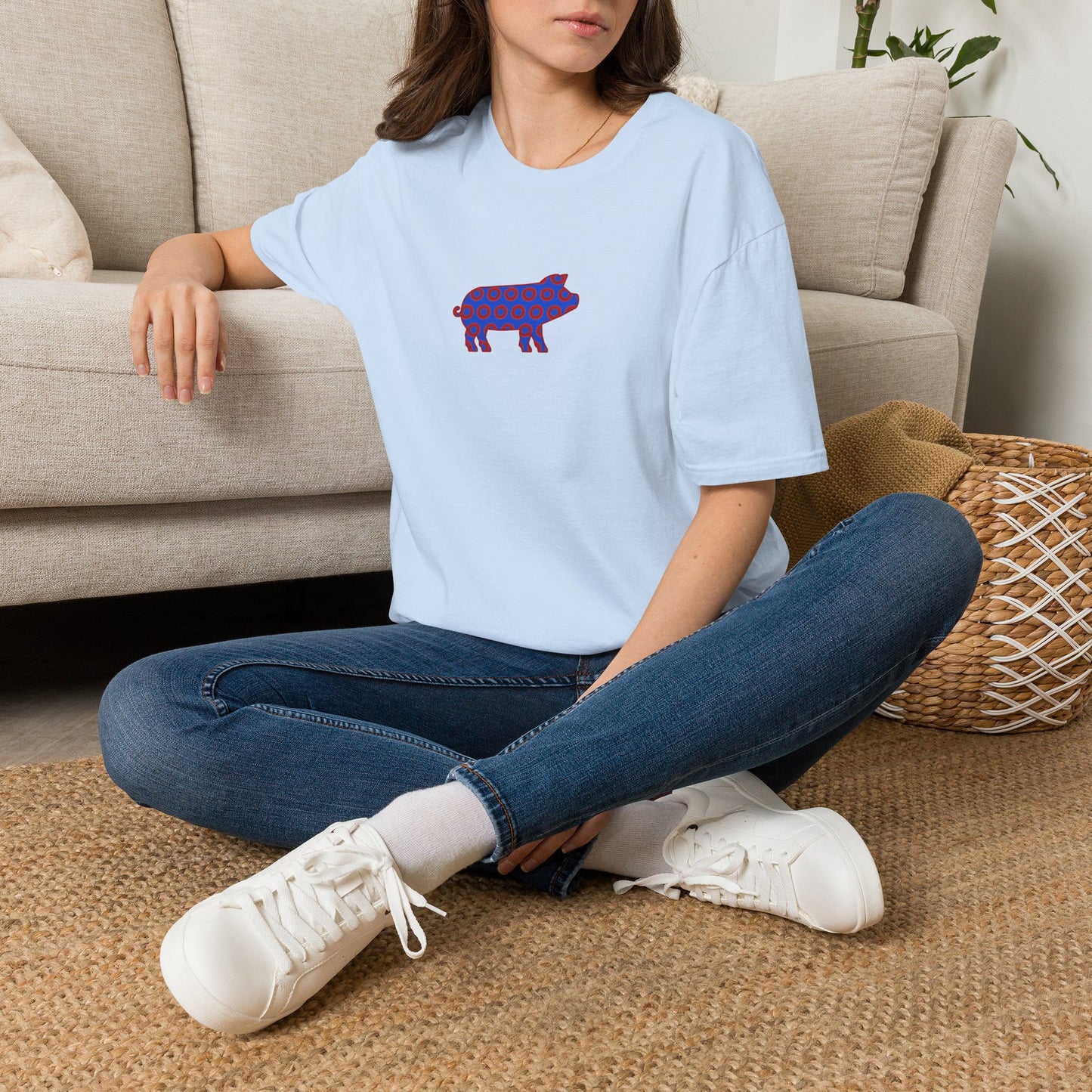 Classic Donut Tee - Unisex Soft-Style - "Guyute's Ugly Donut" - vivid red/blue donut pattern - variant 3