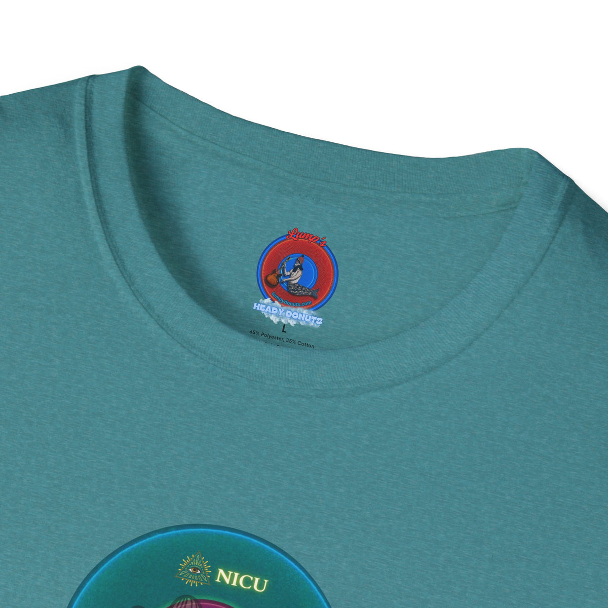 Classic Donut Tee - Unisex Soft-Style - "Masonic Donut of Rites" - series 1.0  - vivid dark teal donut