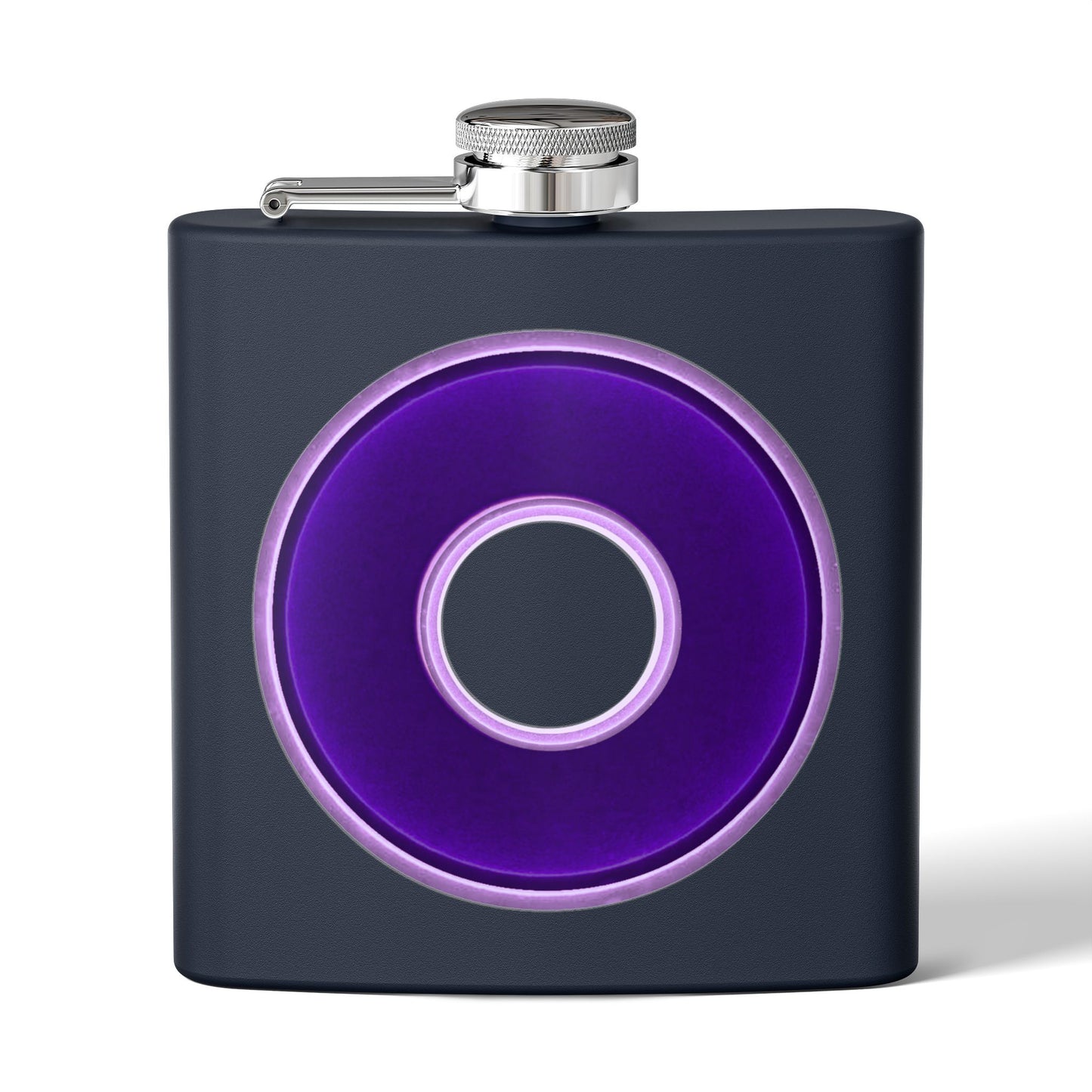 Lump's Donut Flask 6 oz - Vivid dark purple/light purple donut - [*w/your choice of 5 backgrounds]