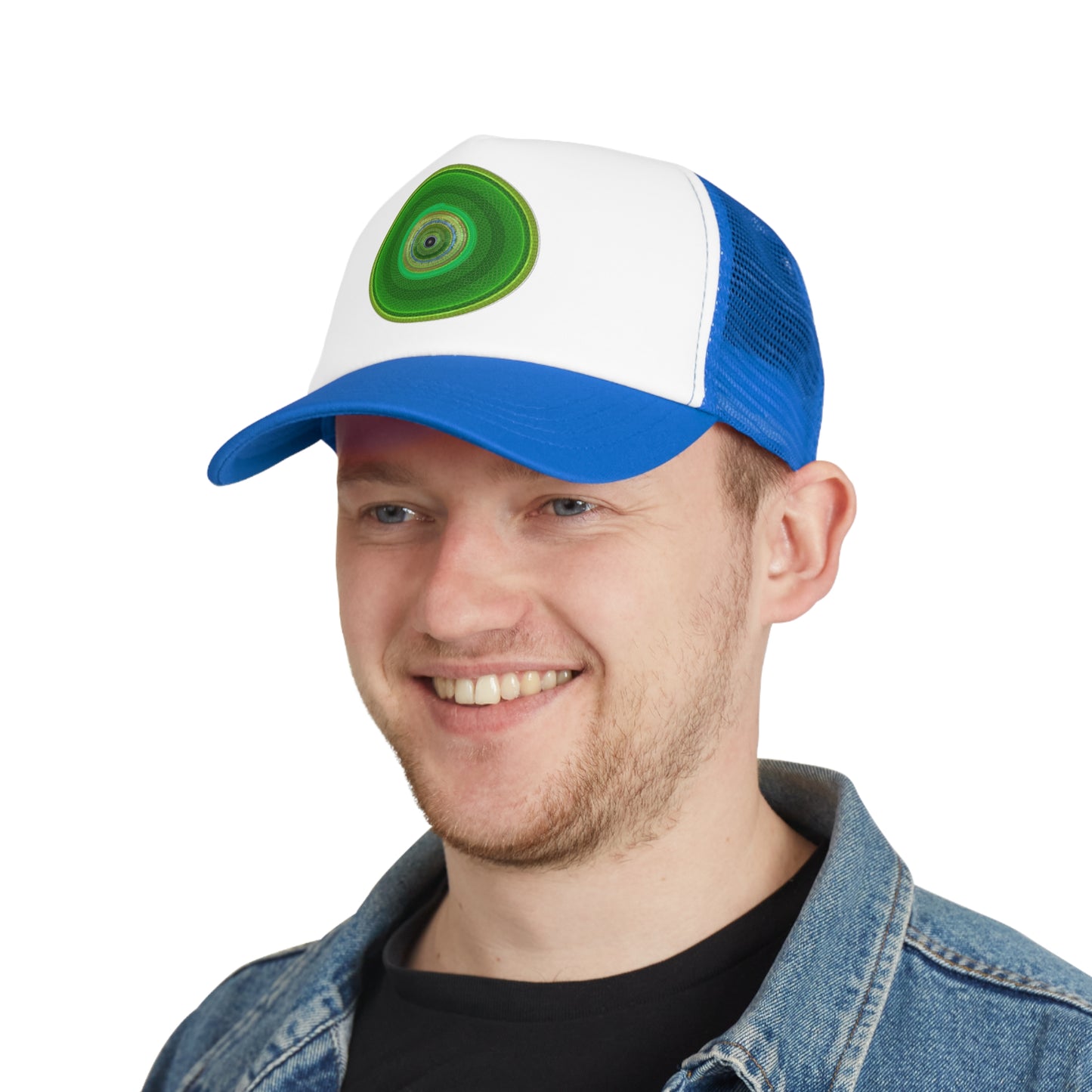 Lumpy Trucker Hat - "The Donut of Grace's Ascending" - green donut