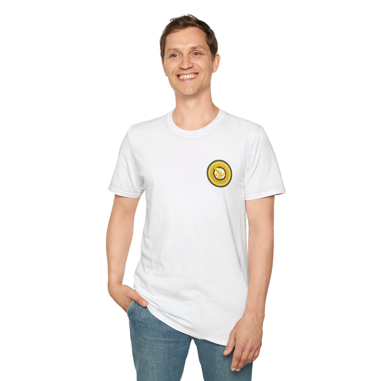 Classic Donut Tee - Unisex Soft-Style - "Dis sheet, it's bananas!" - series 1.0 - variant 5 - golden donut