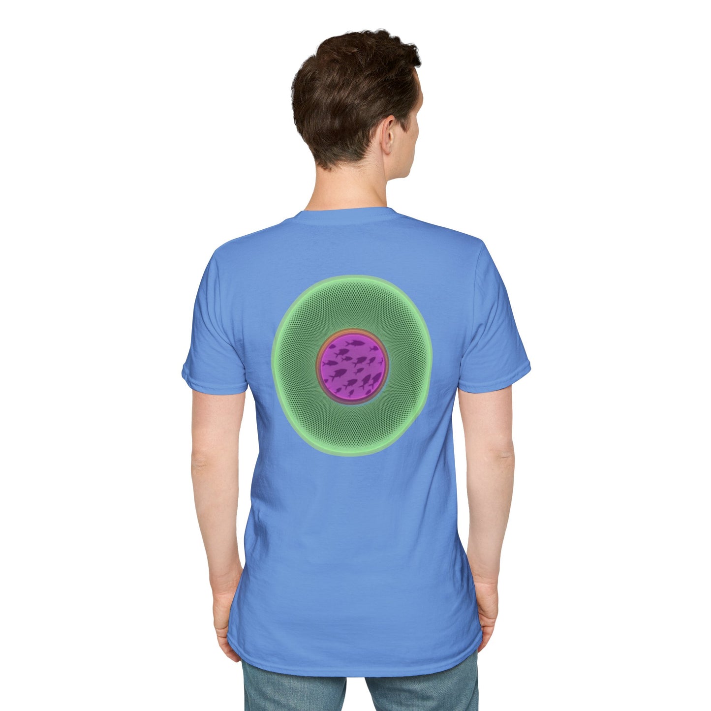 Classic Donut Tee - Unisex Soft-Style - "Swimming By" - variant 1 - series 1.0 - florescent green donut