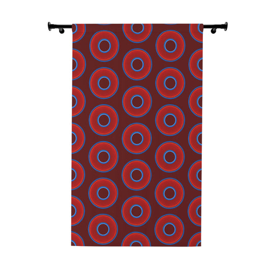 Lump's Heady Curtain w/Donuts - vivid red donut print - w/dark red background - [*1 Piece / 50" x 84"]