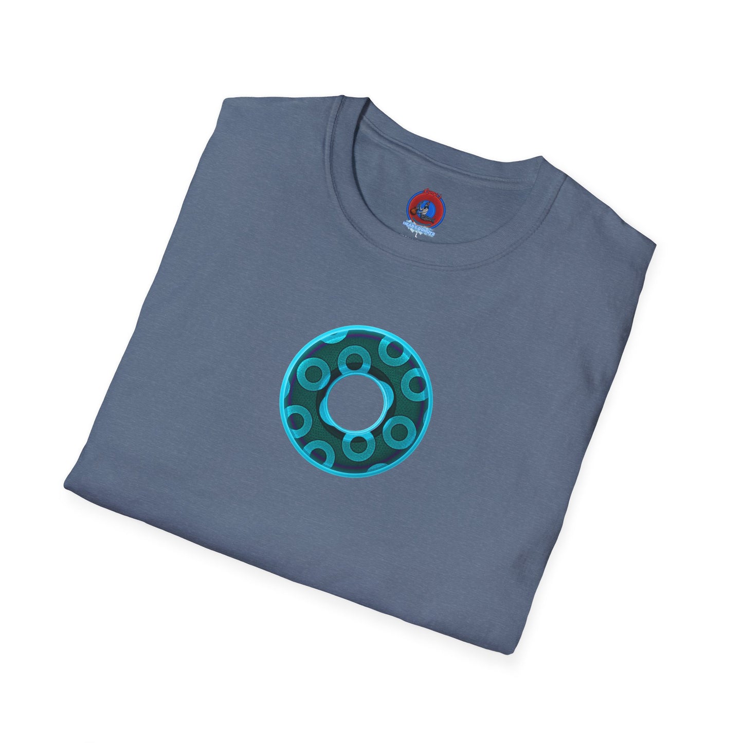 Plain Donuts/Unisex Soft-Style - "Plain Rustic Paradoxical Donuts" - light aquamarine/dark teal donuts