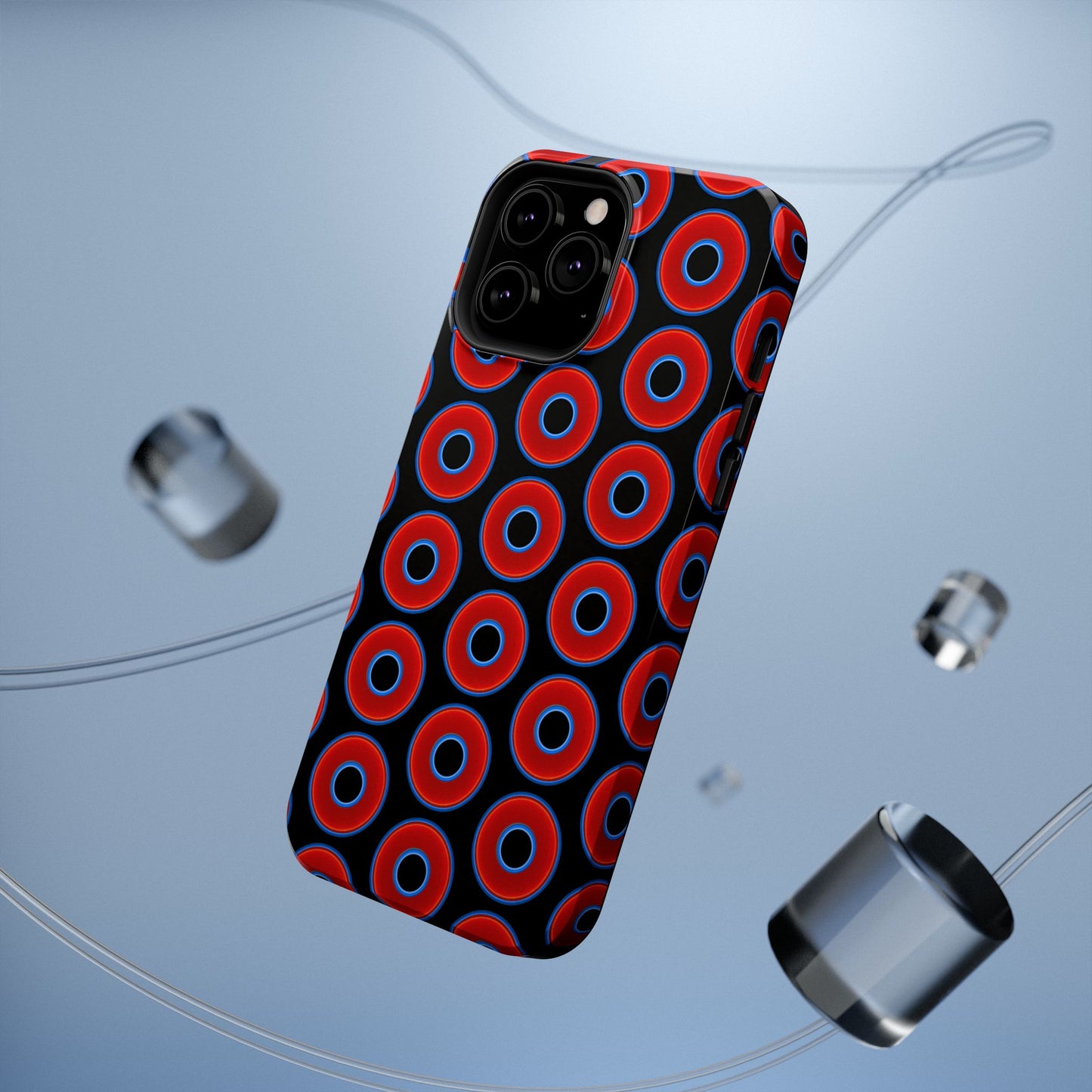 Impact-Resistant Lumpy Donut Case - red vivid donut print w/black background