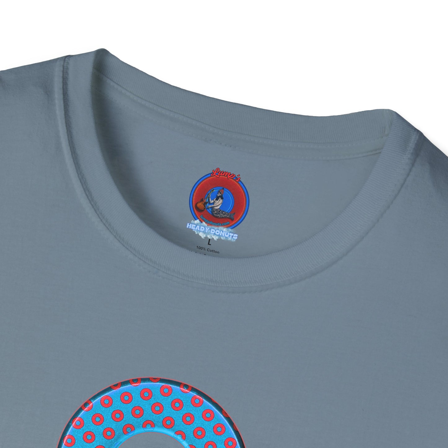 Plain Donuts/Unisex Soft-Style - "Plain Electric Paradoxical Donuts" - light blue/red donuts