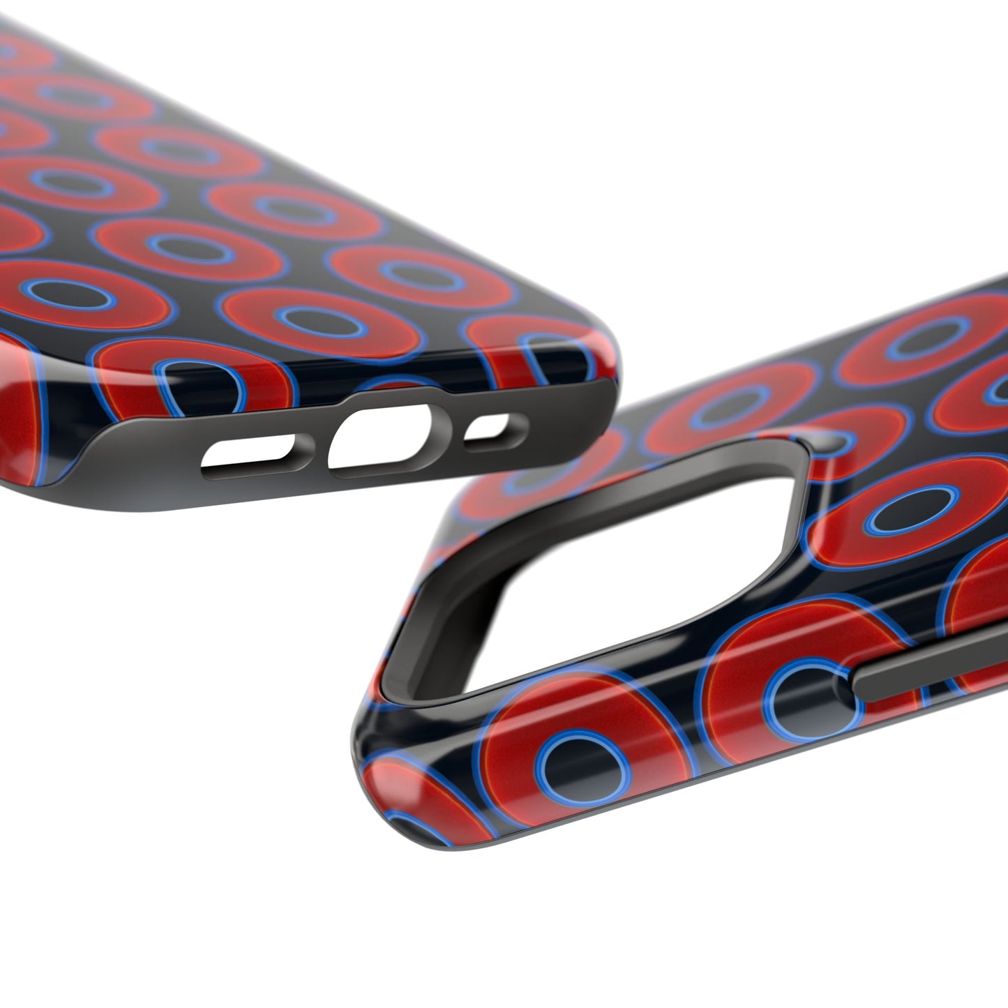 Magnetic Tough Donut Case - red vivid donut print w/blue charcoal background