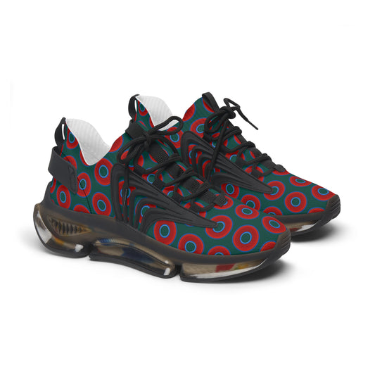Women's Donut Kicks - red vivid donut print w/dark Fenway green background