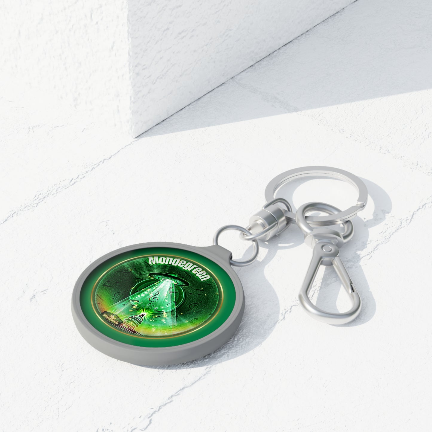 Lumpy Donut Keychain - "Close Encounters of the Delaware Kind" - series 1.0 - variant 2 - green donut