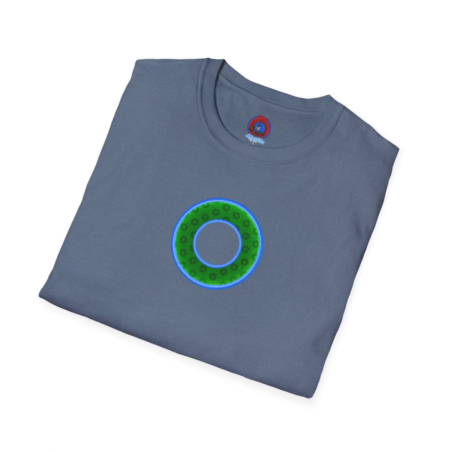 Plain Donuts/Unisex Soft-Style - "Plain Wide Mouthed Paradoxical Donuts" - green/light blue donuts