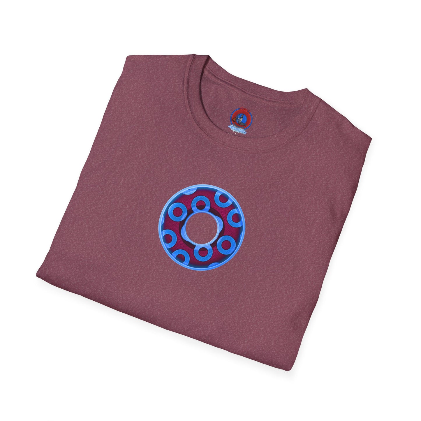 Plain Donuts/Unisex Soft-Style - "Plain Rustic Paradoxical Donuts" - light blue/burgundy donuts