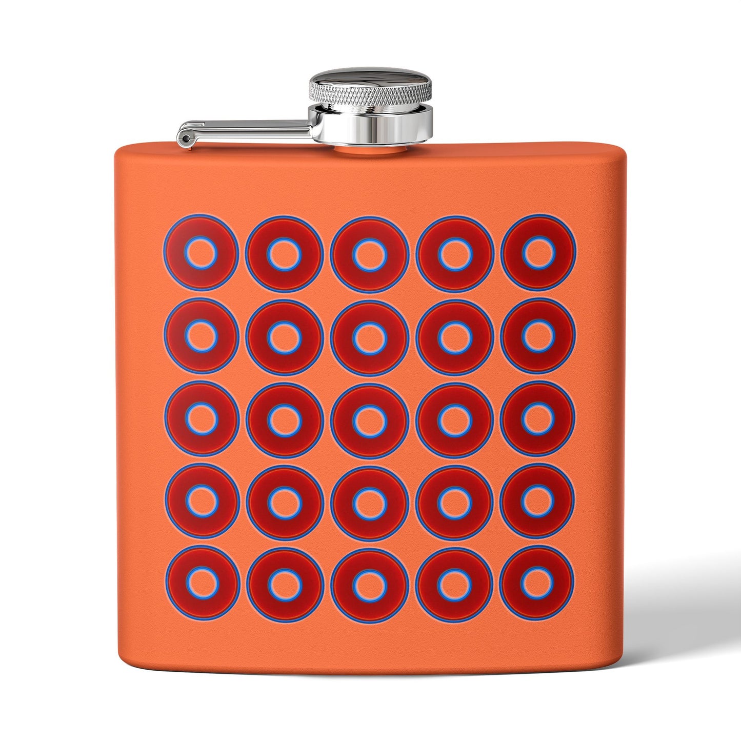 Lump's Donut Flask 6 oz - Lumpy Donut Print - red donuts - [*w/your choice of 9 backgrounds]