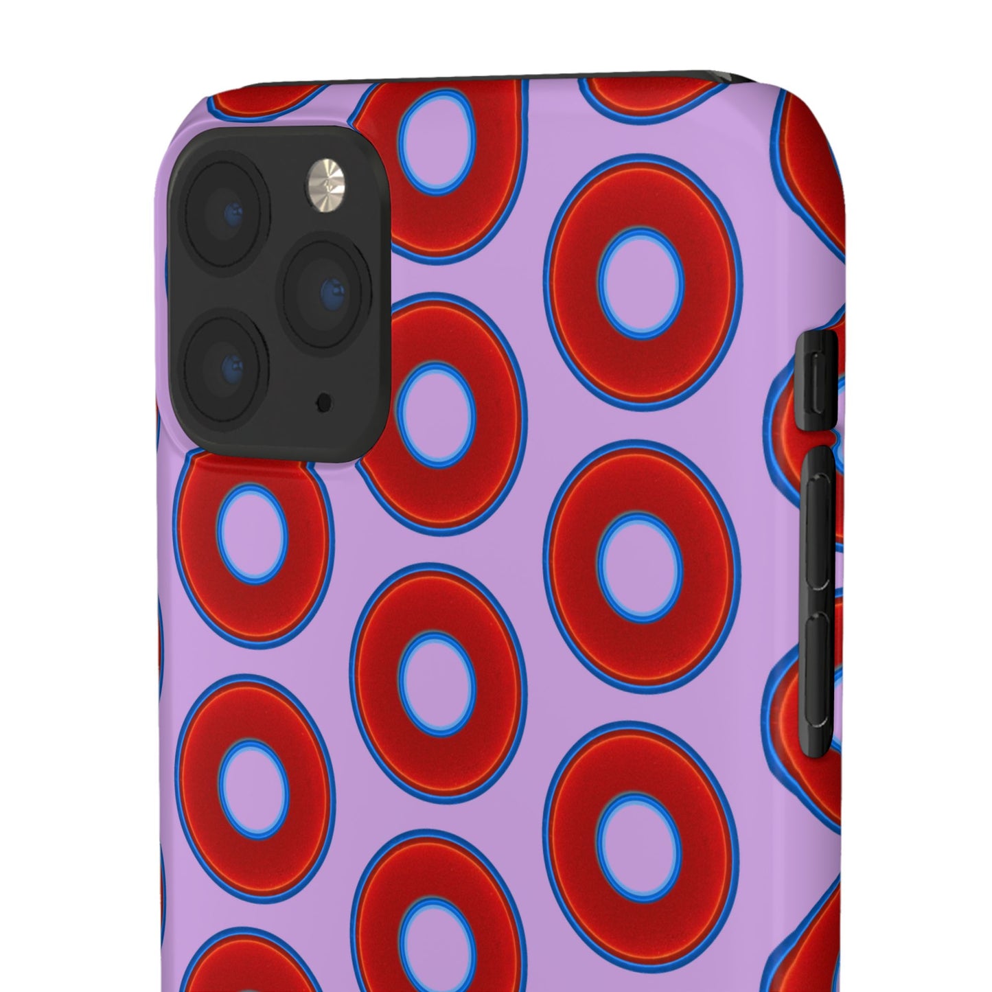 Lumpy Donut Snap Case - red vivid donut print w/wisteria purple background