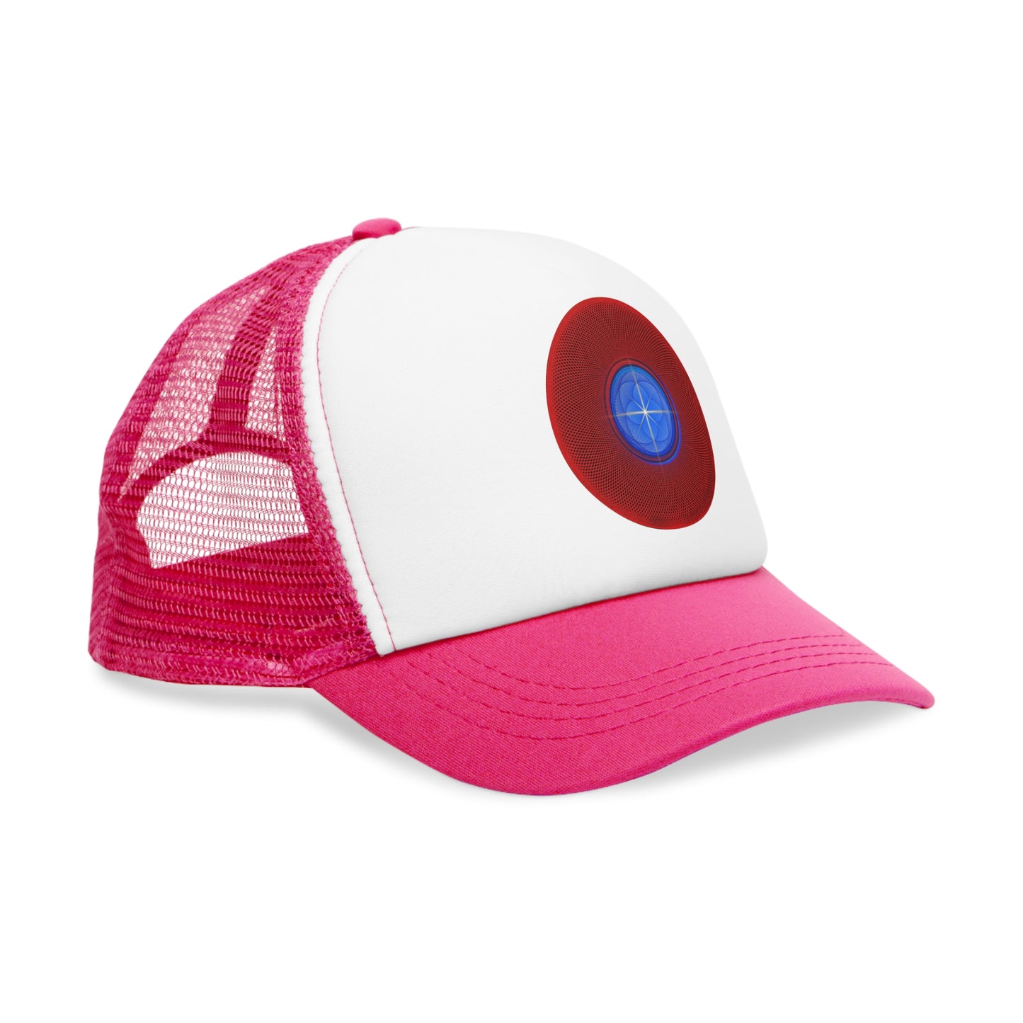 Lumpy Trucker Hat - "Visualize the Flow" - red geometric donut