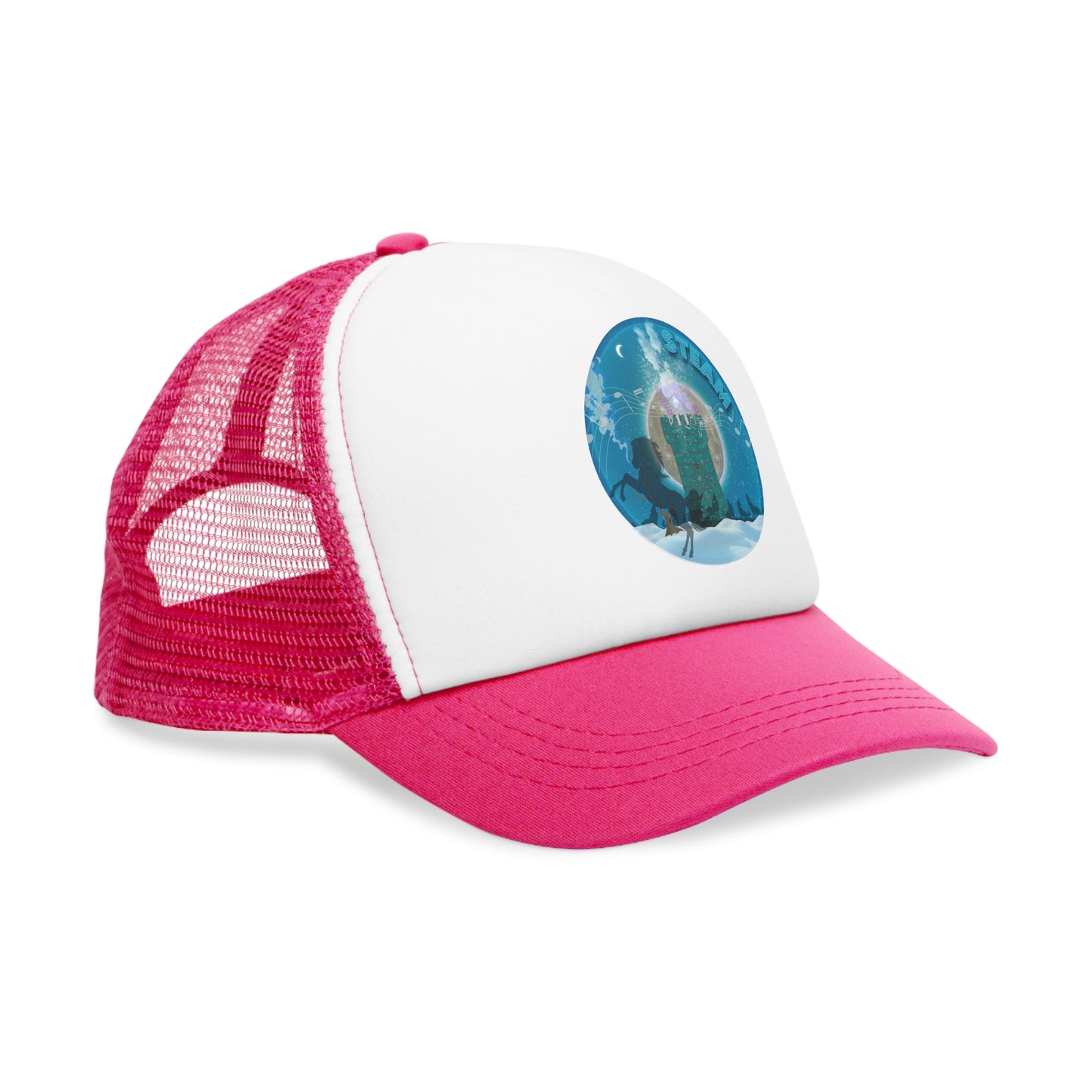 Lumpy Trucker Hat - "The Donut Concealed Within the Theme" - blue donut