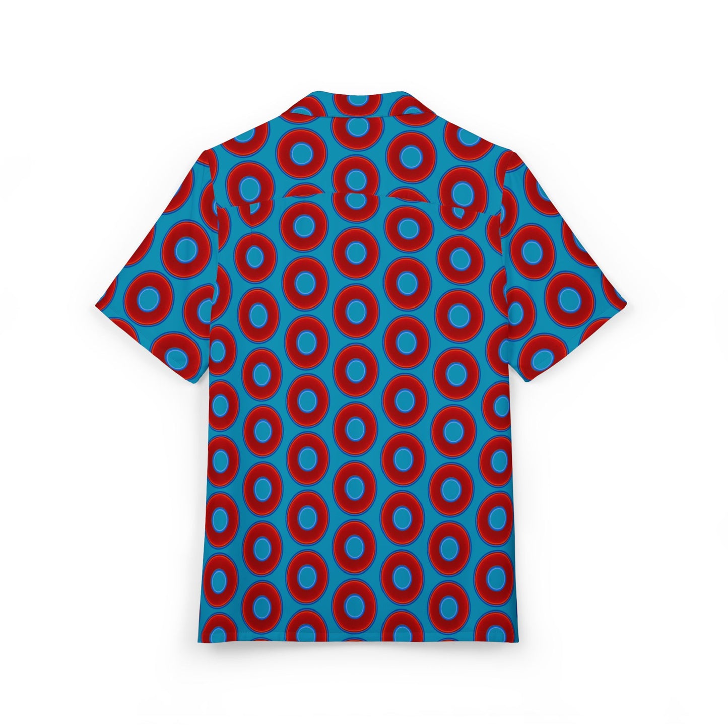 Wilson's 'Epic Hawaiian-Punch' Shirt - vivid red donut print w/aquamarine blue background [unisex]