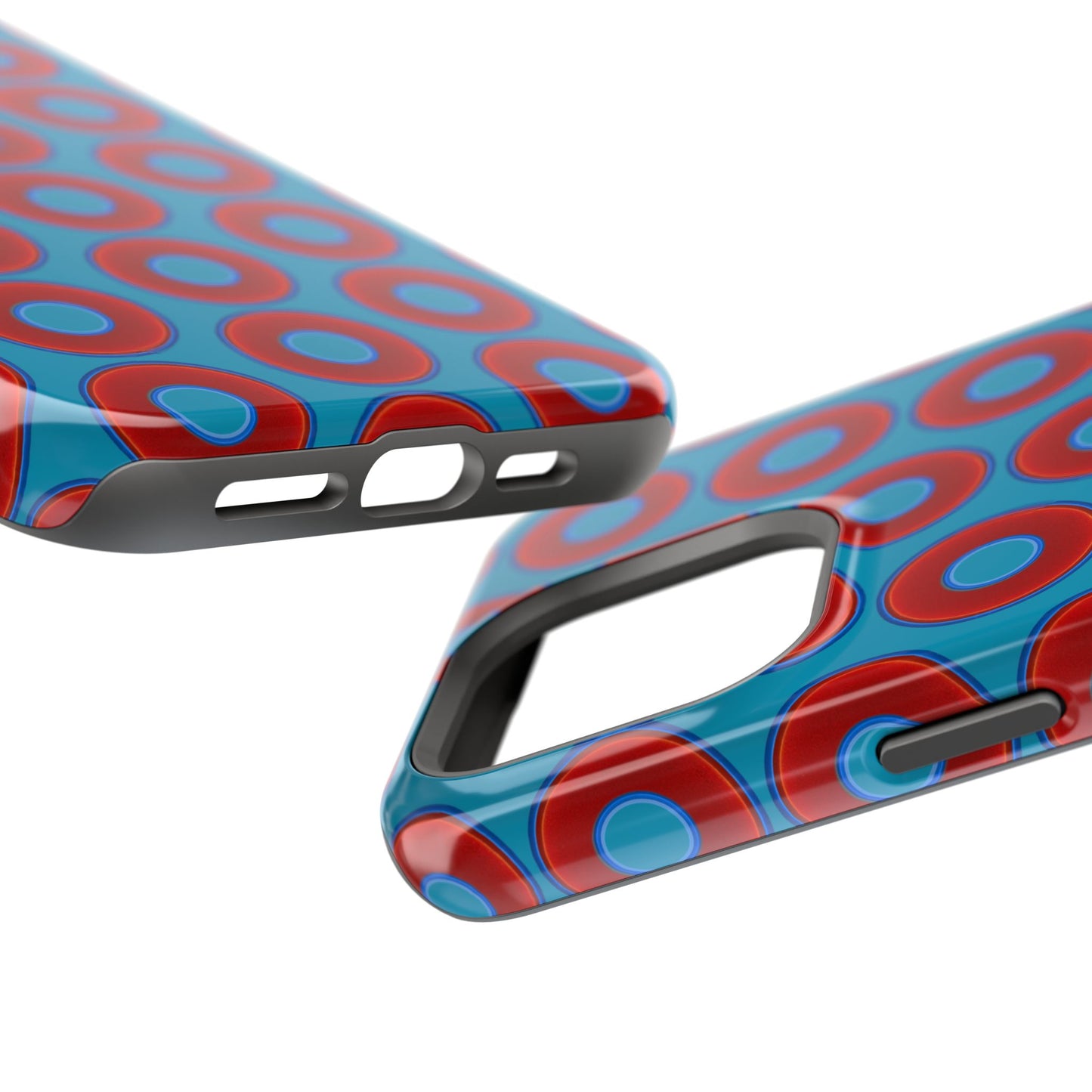Magnetic Tough Donut Case - red vivid donut print w/aquamarine blue background