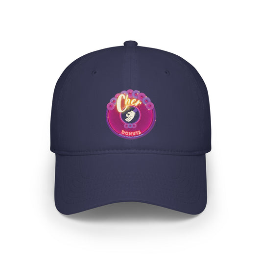 Lumpy Donut Baseball Cap - "Cher-ing is Caring Donut Cap" - variant 2 - vivid magenta donut w/ [*charitable donut]