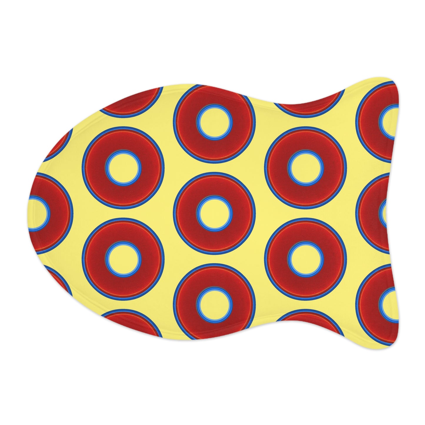 Wendy's Lumpy Pet Feed Mat - vivid red donuts w/yellow background
