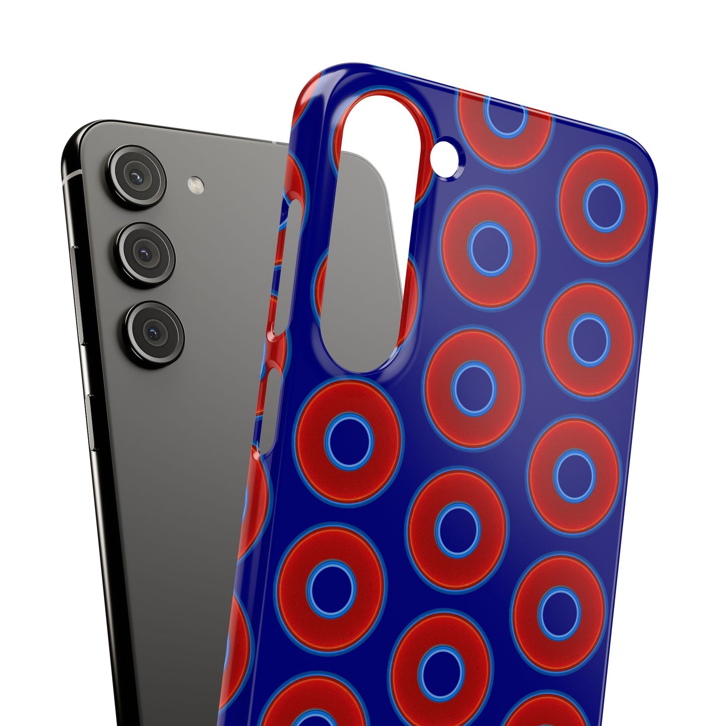 Lumpy Donut Snap Case - red vivid donut print w/vivid navy blue background