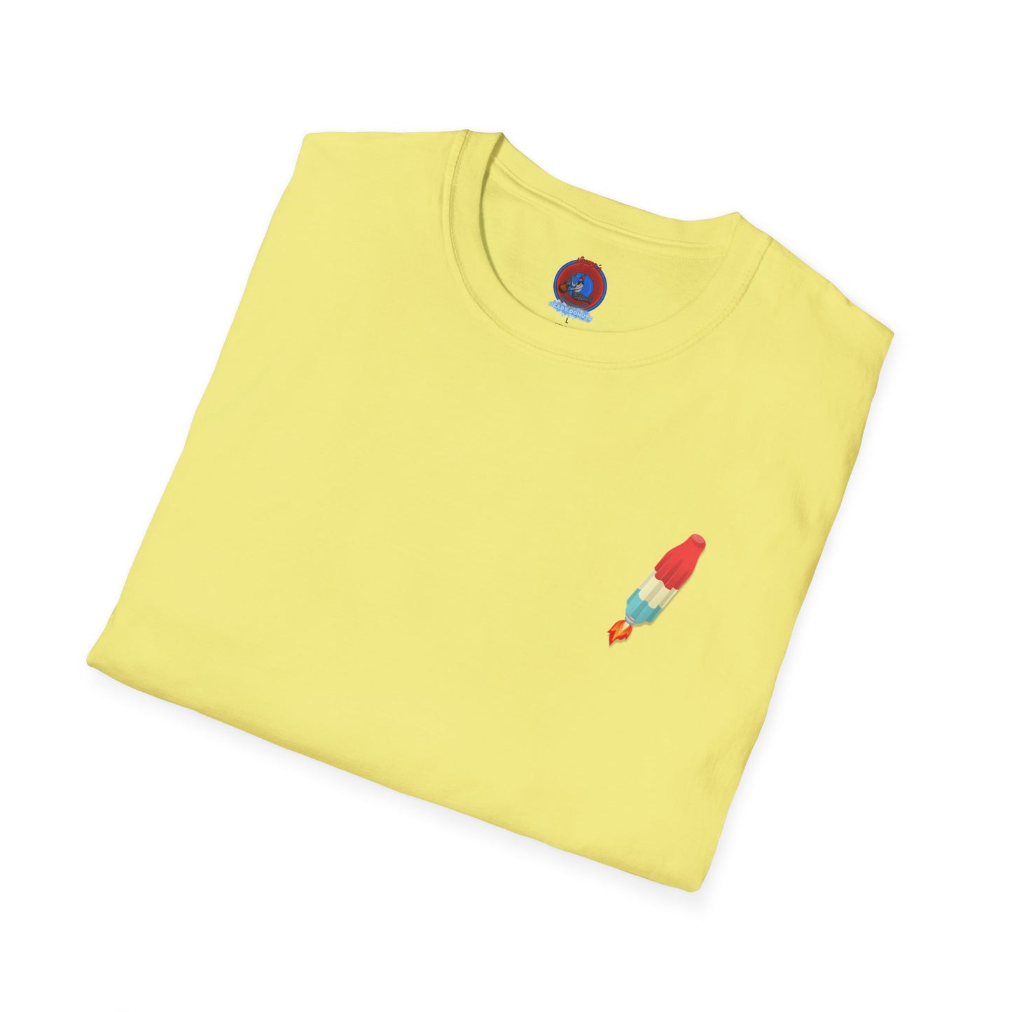 Classic Donut Tee - Unisex Soft-Style - "Blow this Popsicle Stand" - red/blue/cream - bomb pop