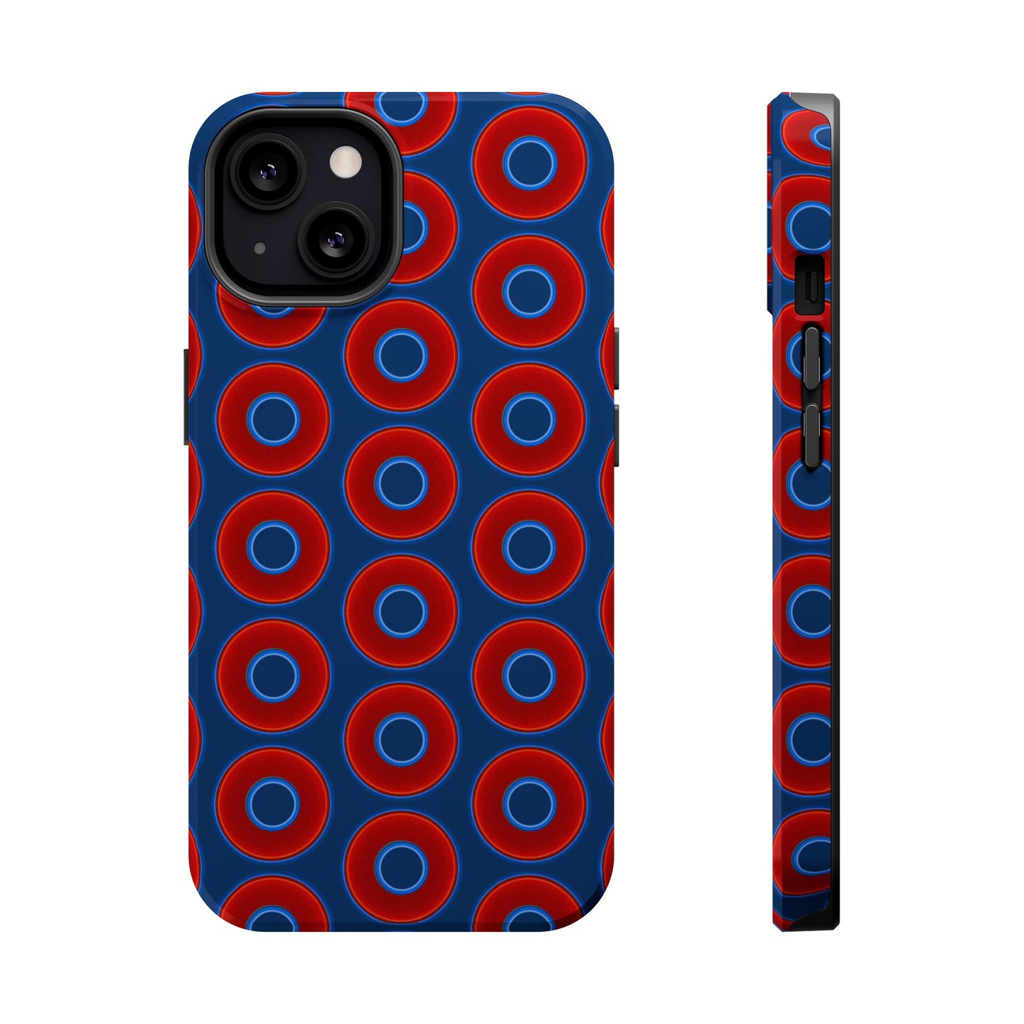 Magnetic Tough Donut Case - red vivid donut print w/Atlantic navy blue background