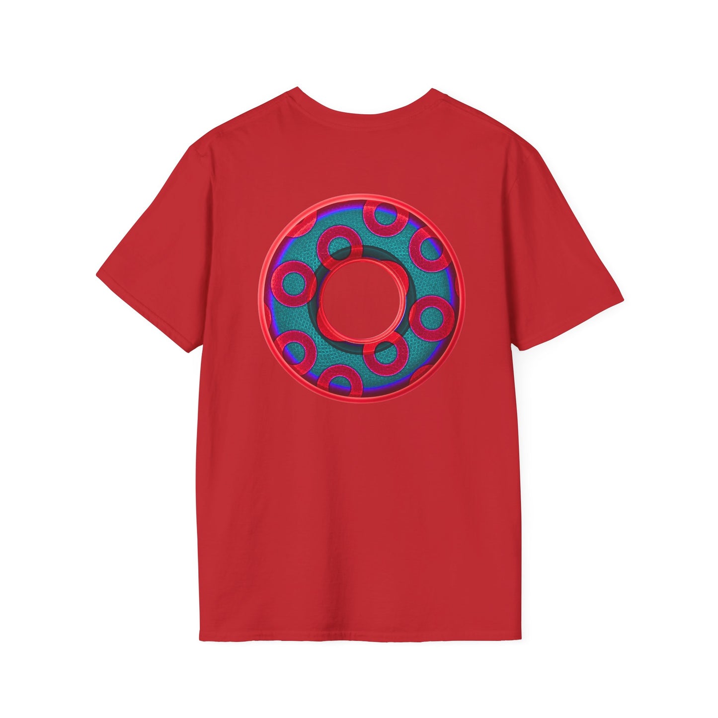 Plain Donuts/Unisex Soft-Style - "Plain Rustic Paradoxical Donuts" - red/steel blue donuts