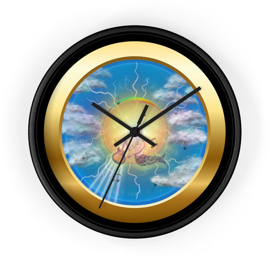 Lumpy Wall Clock - "The Divided Donut Clock" - variant 3 - Dagon & blue sky donut w/black background  [*charitable donut]