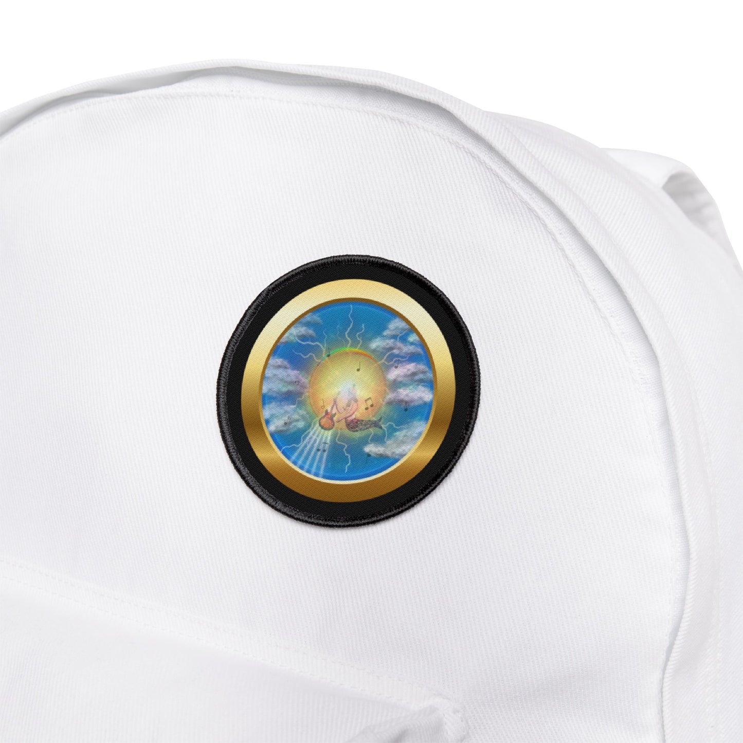 Iron-On Donut Patch - "The Divided Donut Patch" - vivid blue/gold sky donut - variant 3 - [*charitable donut]