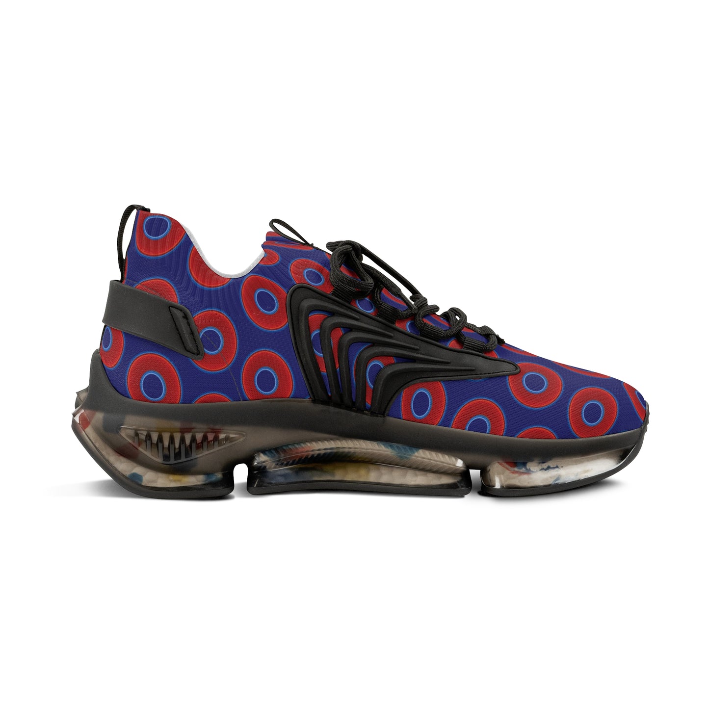 Donut Kicks - red vivid donut print w/vivid navy blue background